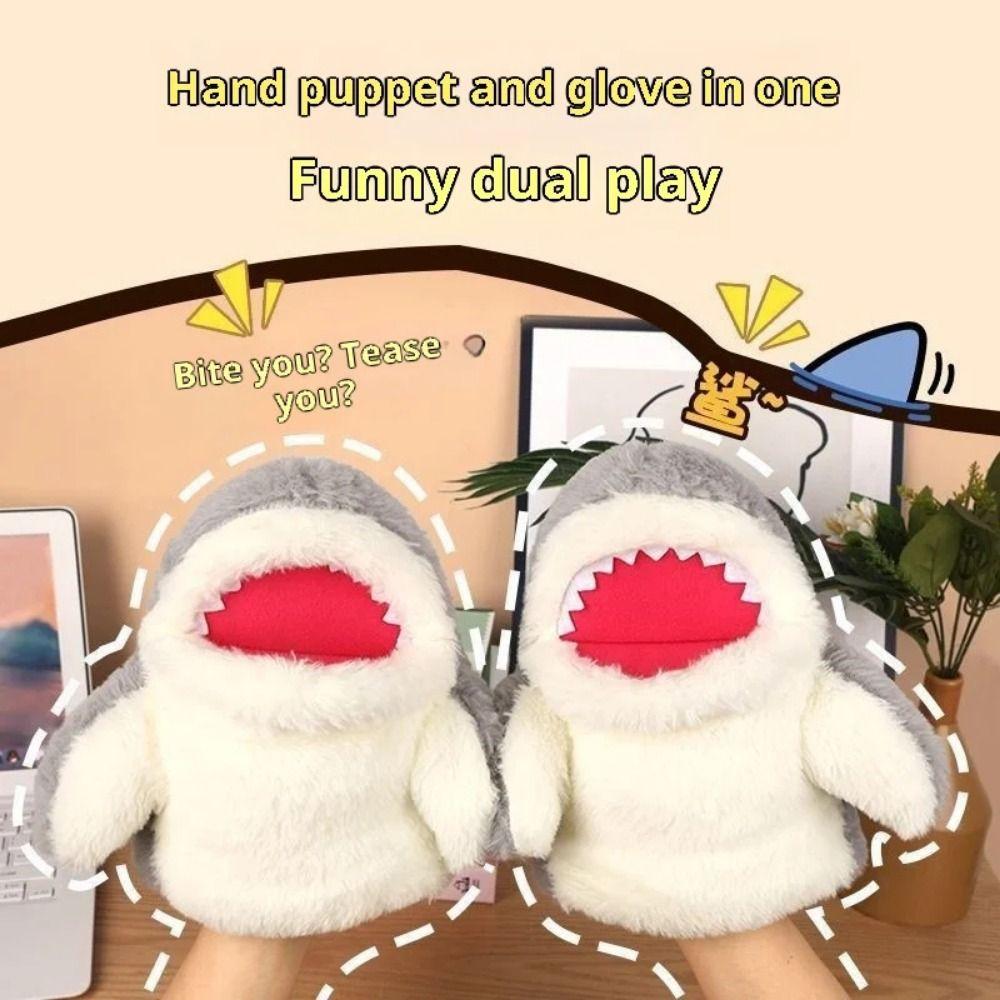 Cute Shark Hand Puppet Cartoon Animal Toys Interactive Stuffed Plush Animal Toy  Baby Toys