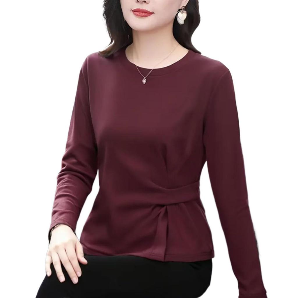 Women's 2025 Early Autumn Fleece Long-Sleeve T-Shirt: Flattering, Slimming, Versatile Base Layer Top