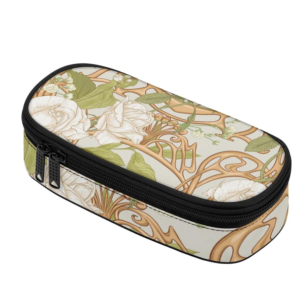 Pencil Case Portable Strong Polyester Fabric Zipper Closure with Mesh Pocket Removable Divider and Pen Slots for Students