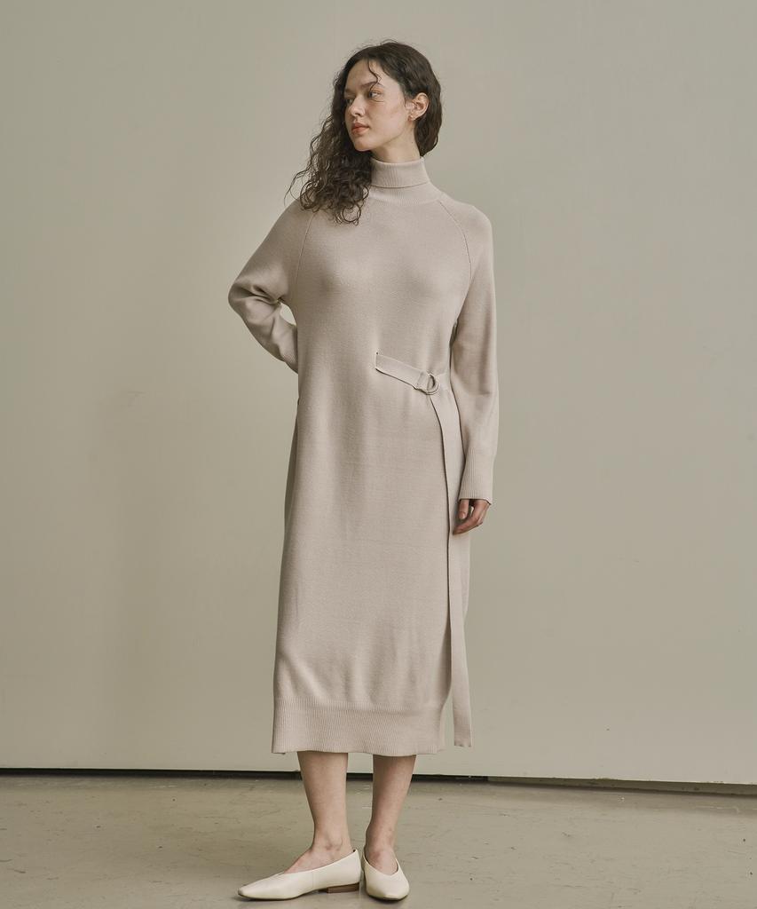Kkeulle Asymmetrical Knit Dress_Oatmeal