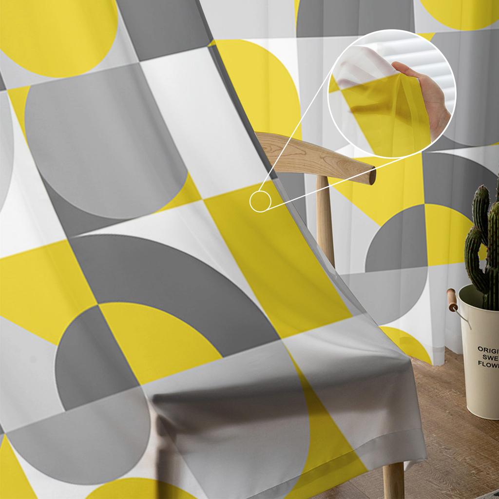 Nordic Retro Medieval Geometry Tulle Curtains For Living Room Bedroom Voile Sheer Curtain Window Home Decor Drapes