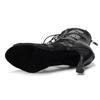 Girls Ladies Sexy Latin Lace Up Jazz Dance Shoes Mesh Breath High Top Dancing Boots  High Heels 7.5CM