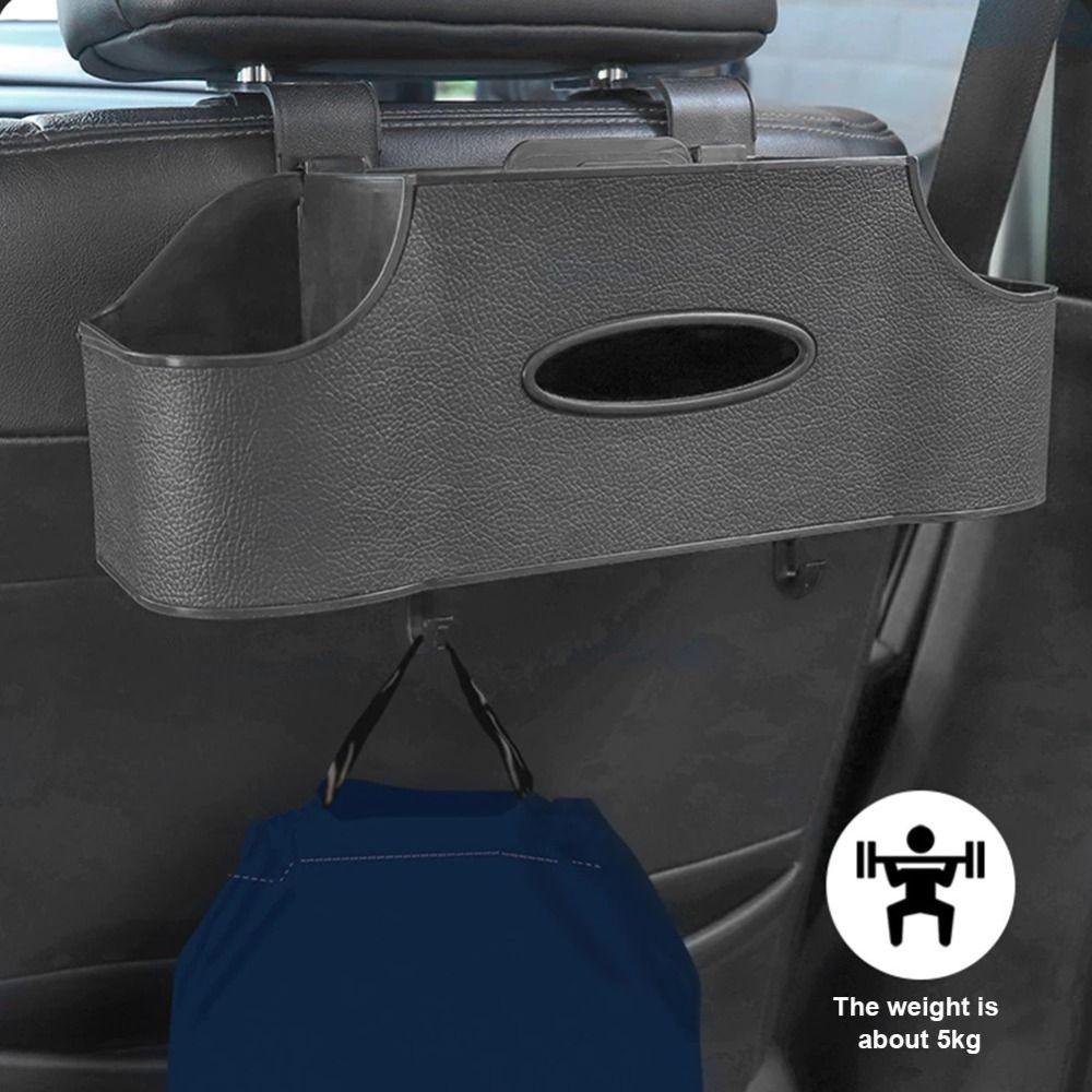 1Pc with 2 Cup Holders Car Tissue Box Holder 4 Color Headrest Hooks Car Accessories