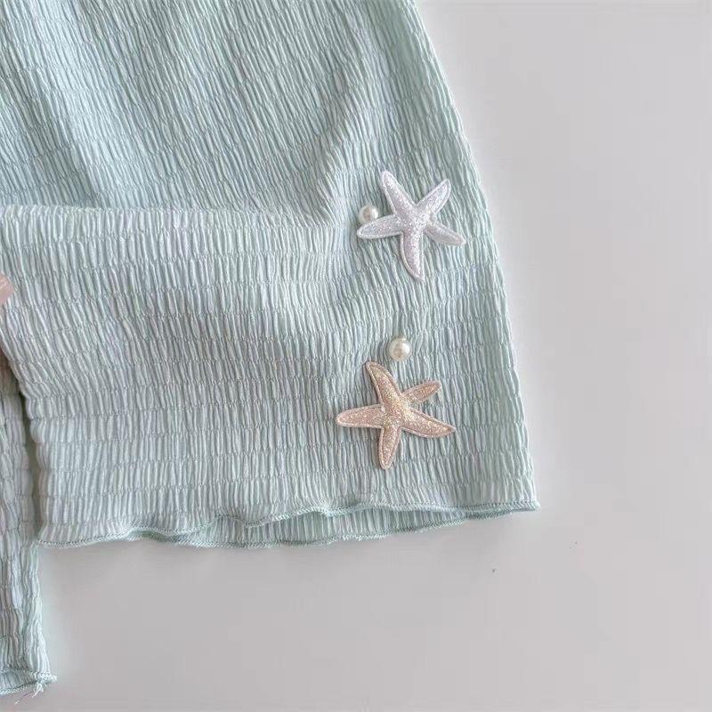 Baby Girl's Summer Mosquito Proof Pants Thin and Shaking Pants Loose and Nine Tenths