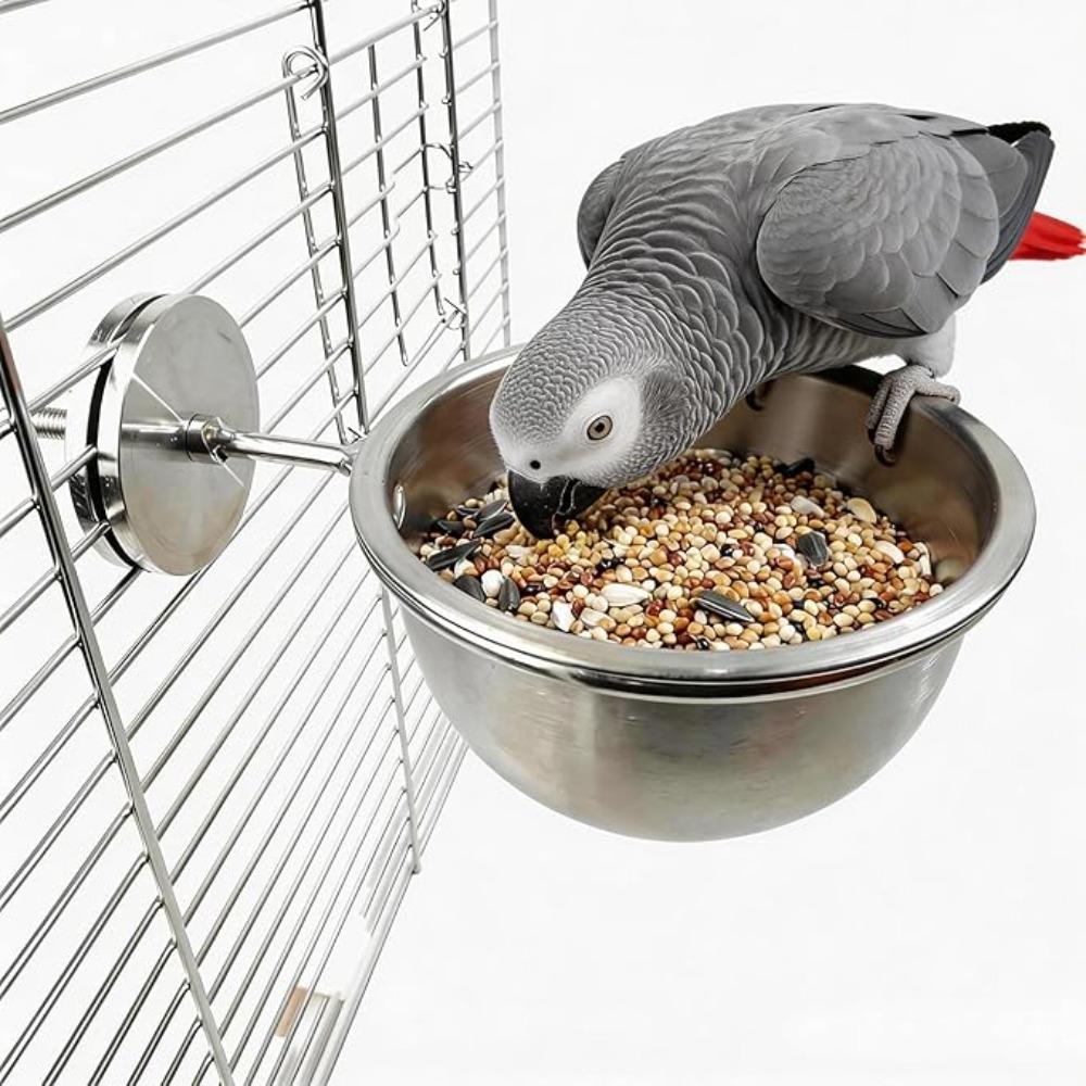 

Anti-Snatch Stainless Steel Parrot Feeding Cups with Locking Buckle - Bird Food & Water Bowls, Bird Cage Accessories for Budgie, Parrot & Small Pets S