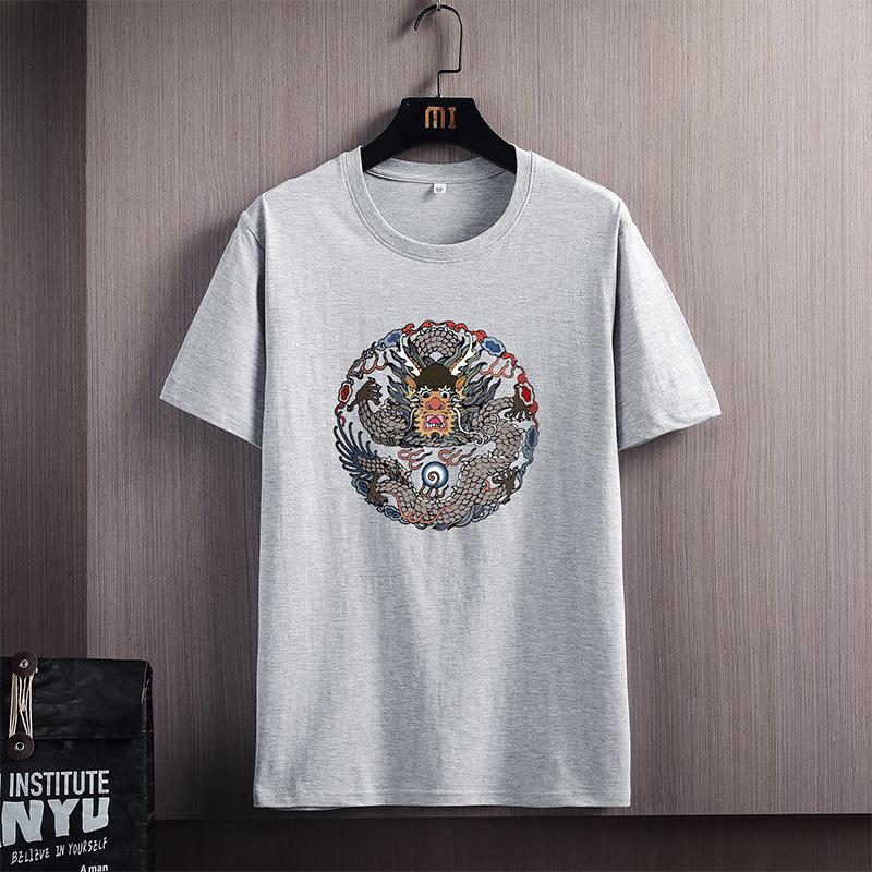 Uomo 's Manica Corta Girocollo Largo Estate Cotone 