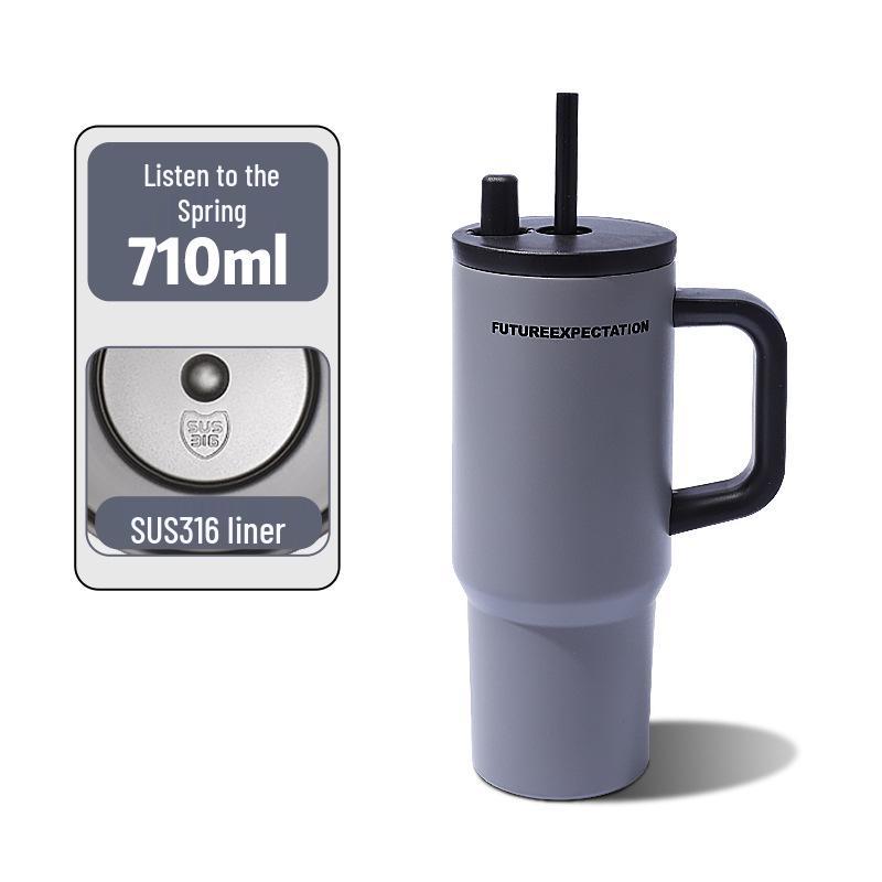 Portable Large-Capacity Ice Buster Coffee Cup with Straw and Handle for Office or Car Use 710ml