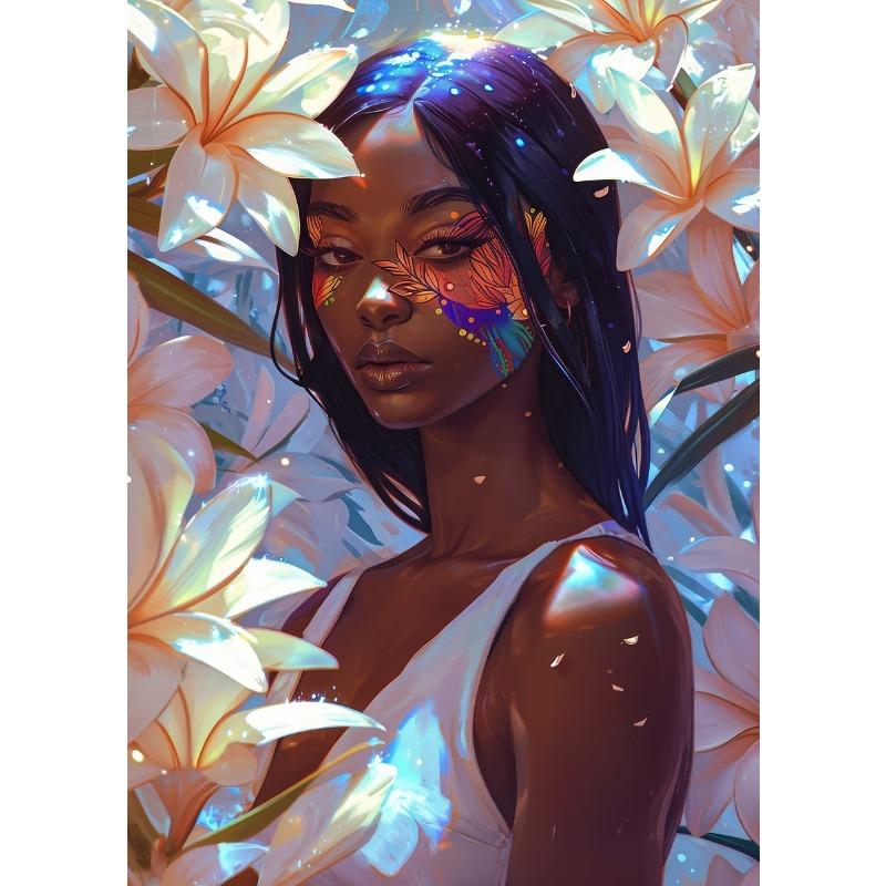 

Retro Gorgeous Girl and Flower Portrait Art Poster Canvas Print Wall Painting Living Room Bedroom Home Decoration Aesthetics 21cm×30cm NoFrame