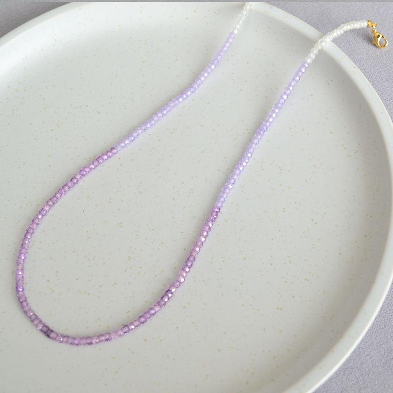 French Niche Design Elegant Shining Section Gradual Change Colored Gemstones Beaded Sweet Cute Temperament Necklace Bracelet