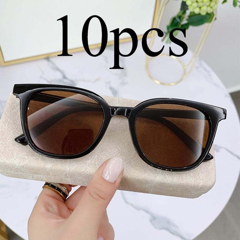 10pcs Sunglasses Men's Retro Glasses Big Face High-Profile Figure Orange Trendy Hip Hop Sunglasses Women's Korean Sunglasses