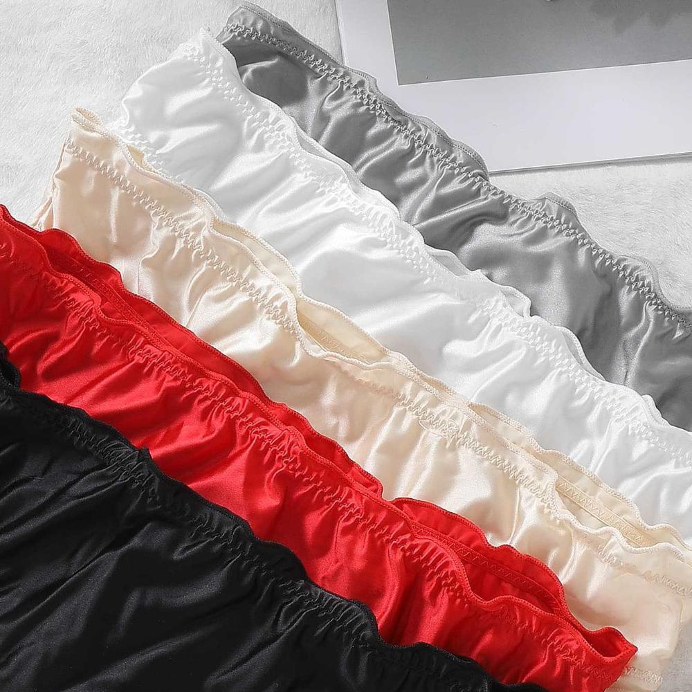 4/7Pcs Women's Sexy Satin G-string Panties Smooth And Silky Material,Comfortable Medium Rise for Wear All Day,Cute Style,Breathable,Cotton Crotch