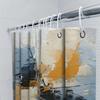Abstract Art Print Shower Curtain Cream Blue White Black Gold Decorative Bathroom Window Fabric Panel For Home Living Room Or Be