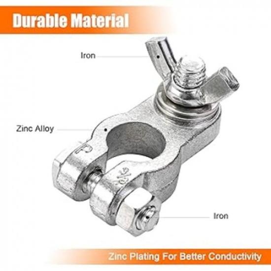 Car Battery Terminal End with Wing Nut Terminal Connectors Zinc-Alloy Clamps