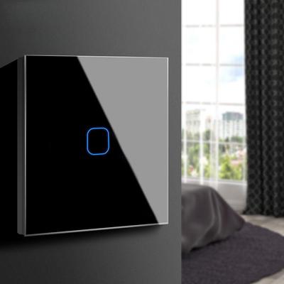 Interrupteur tactile en verre cristal noir et blanc trempé, panneau d'alimentation à LED, interrupteur mural, 1/2/3 voies, interrupteur 1 voie, AC100-240 V