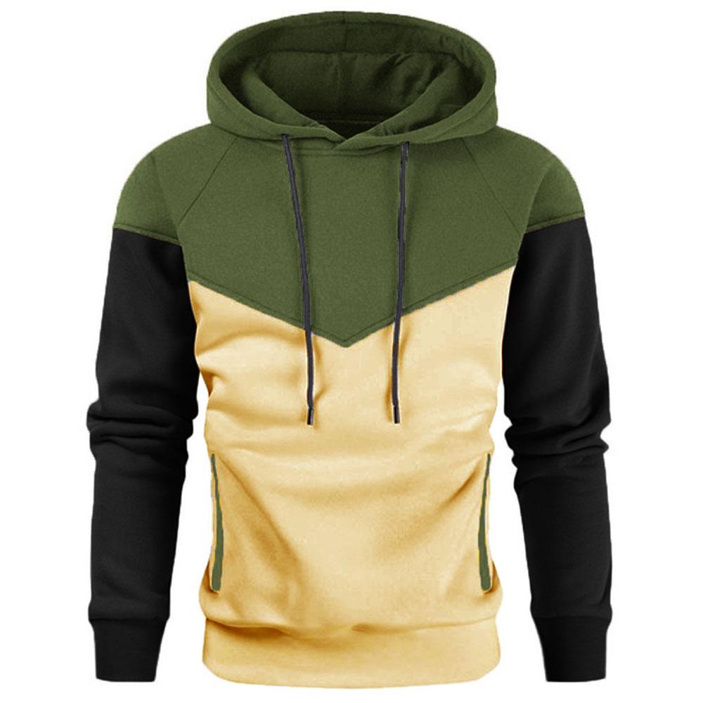 Fall and Winter Men's Sweatshirts Hoodie Warm Sweatshirt Long Sleeve Colorblocking Men's Hooded Jacket Hoodies