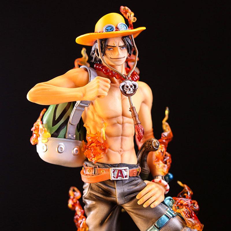 Anime One Piece 10th Anniversary Backpack Fire Fist Ace Luffy Brother Collectible Figurines PVC Doll Statue Model Toys