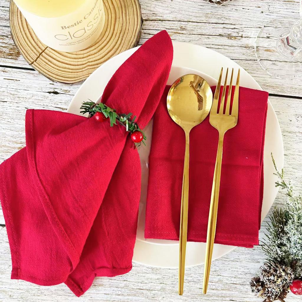 50Pcs 40X40CM 100% Cotton Cloth Napkins Napkin Reusable Weddings Party Baby shower Christmas Table Decoration Retro napkins