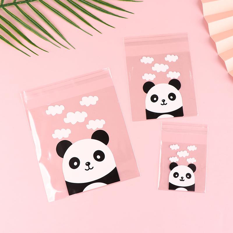100Pcs/Pack Panda Decoration Self-Adhesive Cookies Bag Wedding Candy Bags