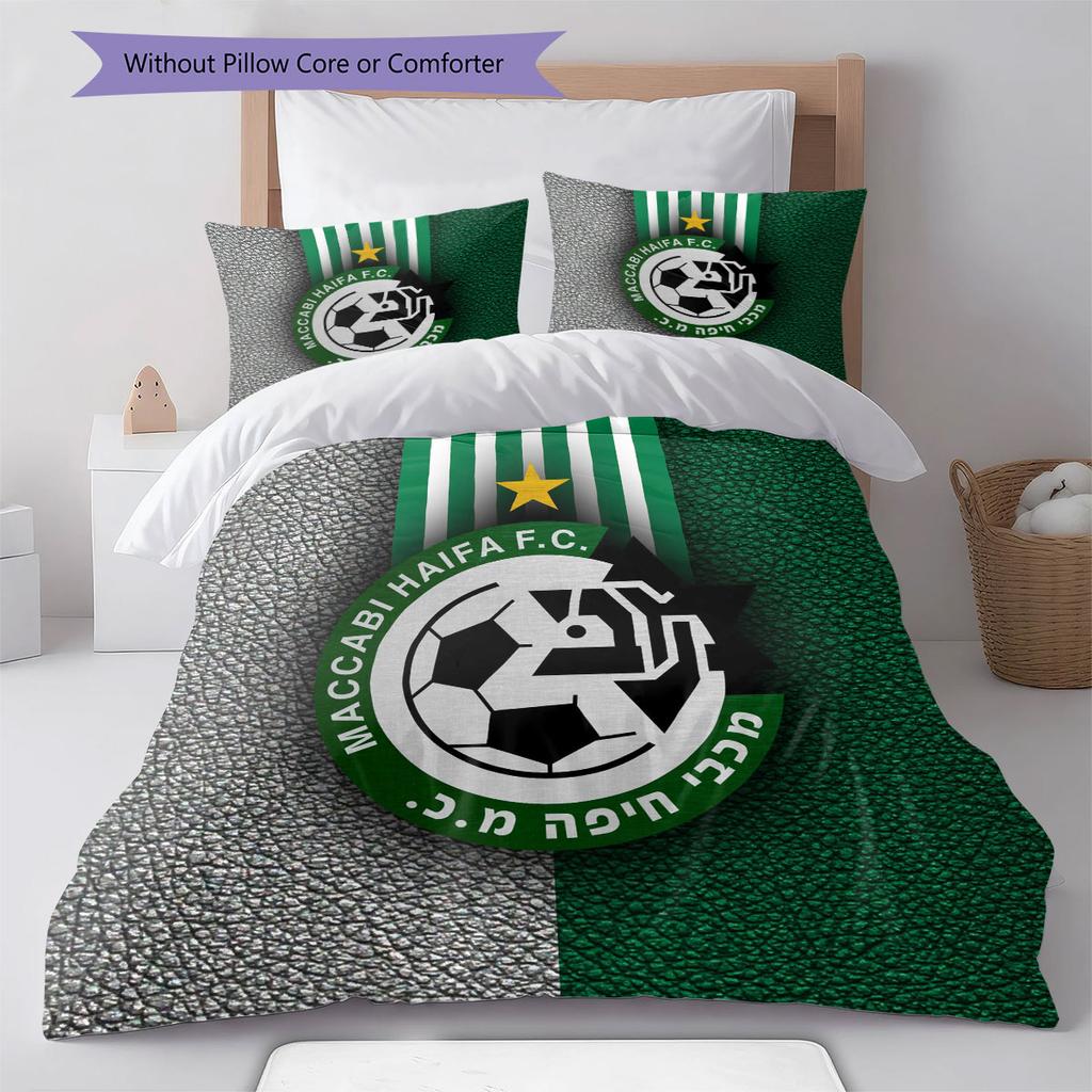 Maccabi Haifa Pattern Bedding Home Decoration Birthday Gift ( 1 duvet cover + 2 pillowcase, without core),fan merchandise.
