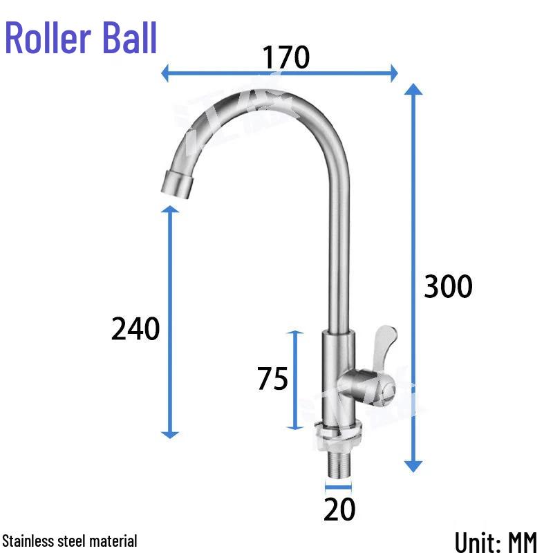 304 Stainless Steel Single Cold Kitchen Faucet