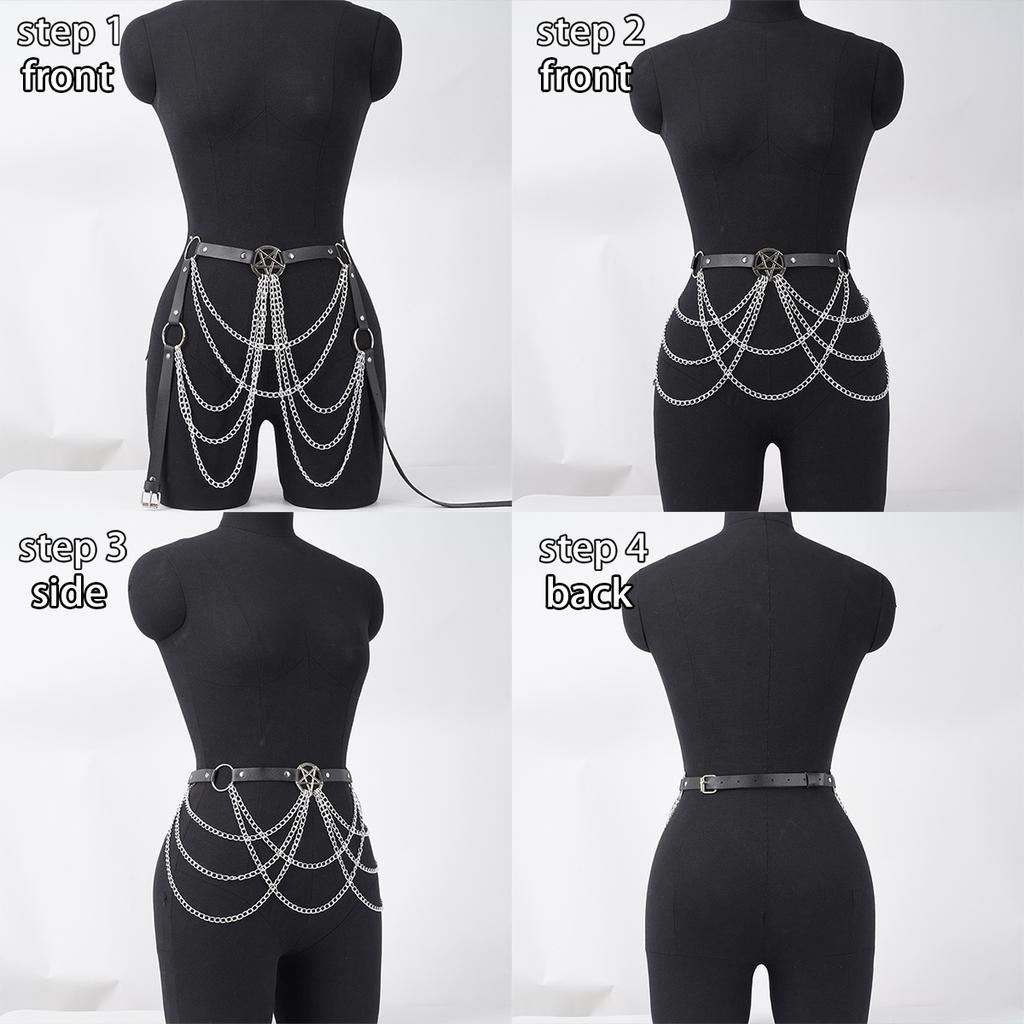 Women Belly Belt Chain Street Style Gothic Harness Chain Bustier Harness Waist Clothing Accessories
