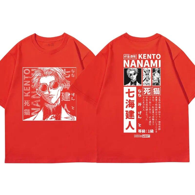 Anime Jujutsu Kaisen T-Shirt Japanisches Unisexga Nanami Kento Kurzarm-T-Shirts Unisex 100 % Baumwolle Lässiges übergroßes T-Shirt Unisex