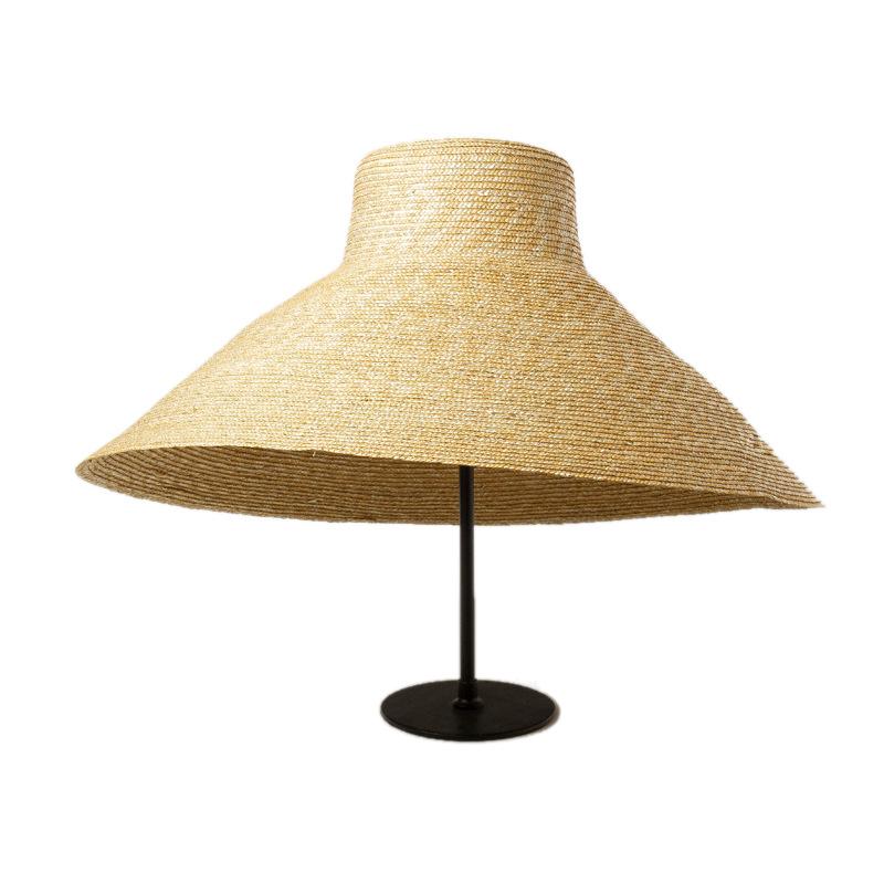 New summer fashion flat top straw hat simple hand-woven straw big brim sun protection hat outdoor beach sun hat