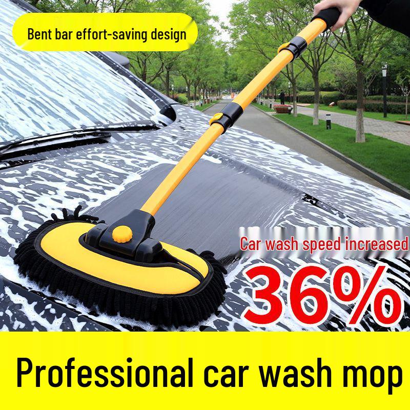 Curved Soft Bristle Telescopic Car Wash Mop & Brush