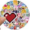 64 Ins Wind Pixel Wind Icon Graffiti Stickers Decorate Suitcase Pen Guitar Notebook Waterproof Hot DIY