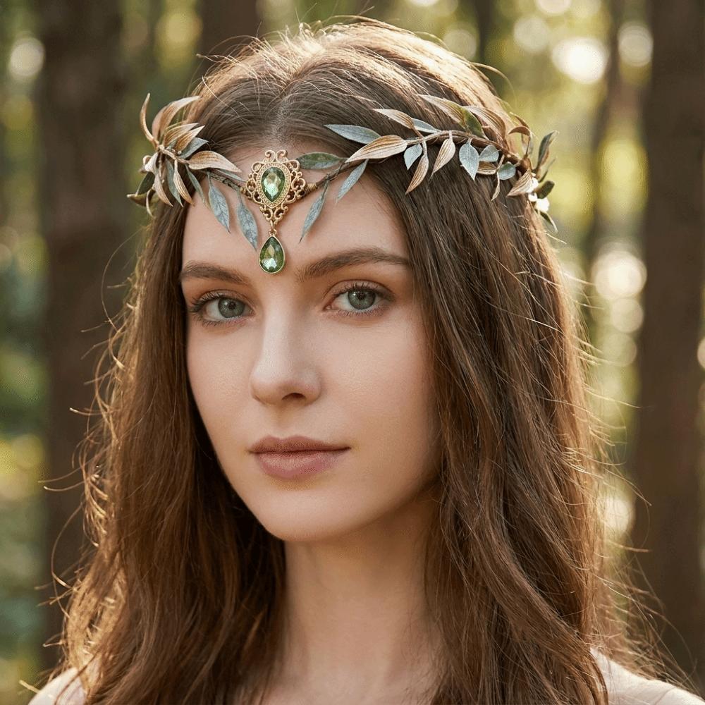 Leaf Wreath Elf Headband Simulate Tree Leaves Elven Princess Tiara Fairy Headpiece Flower Fairy