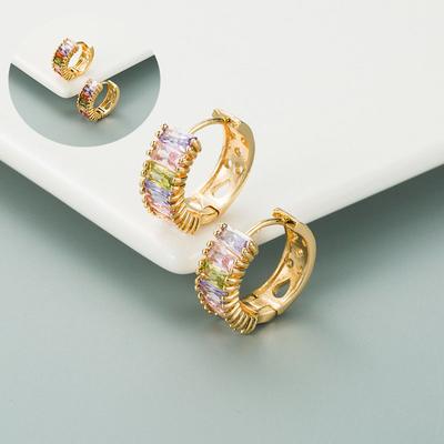 Color Zircon Earrings Female Brass Earrings