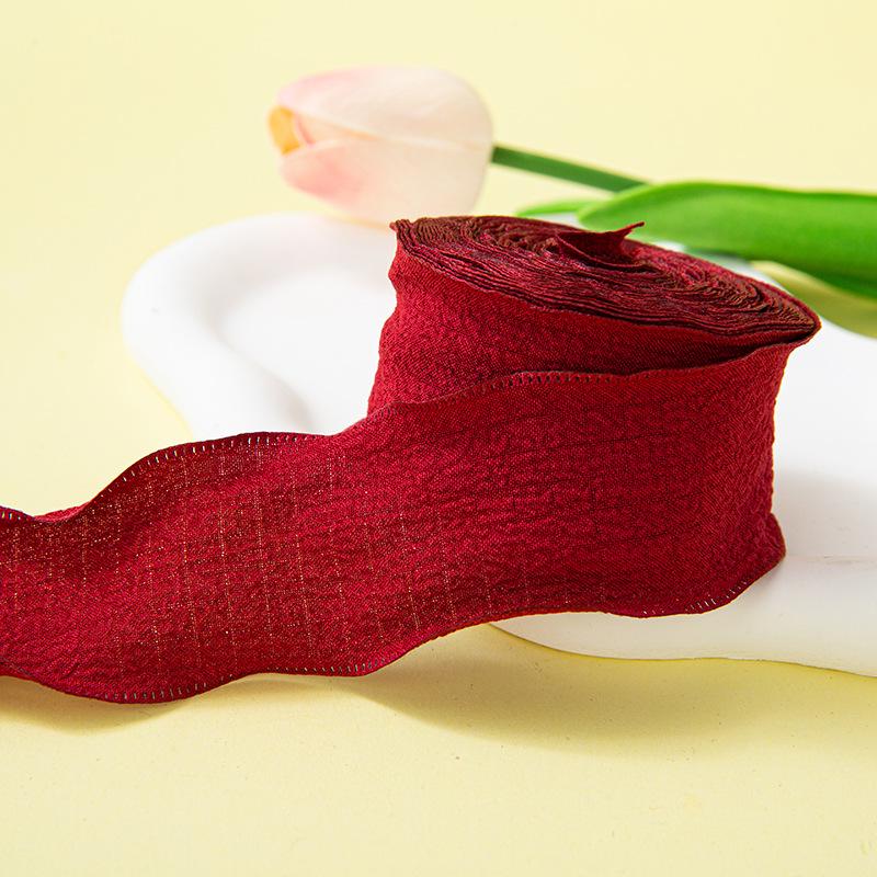 Panglică de In de Calitate Superioară: Volane elastice plisate de 4 cm pentru buchet de Ziua Mamei sau ambalaj cutie tort.