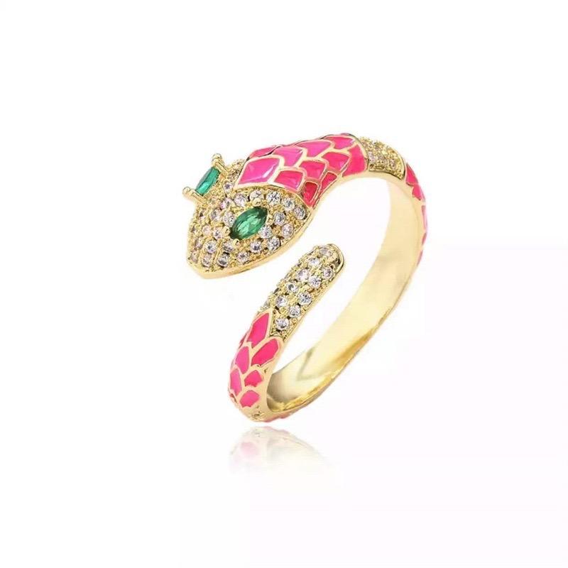 Women's adjustable copper micro-inlaid zircon gold ring