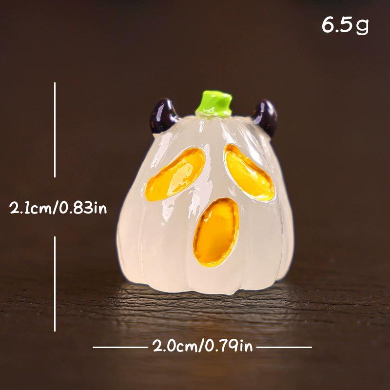8 Stück Leuchtende Halloween Mikrolandschaft Miniaturfigur Harzhandwerk Mini Feengarten Ornament Kürbis Geist Dekoration