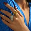 18K Gold Tassel Chain Ring Stainless Steel Gold Color Geometric Ring Tassel Embellishments Silver Color Adjustable Ring