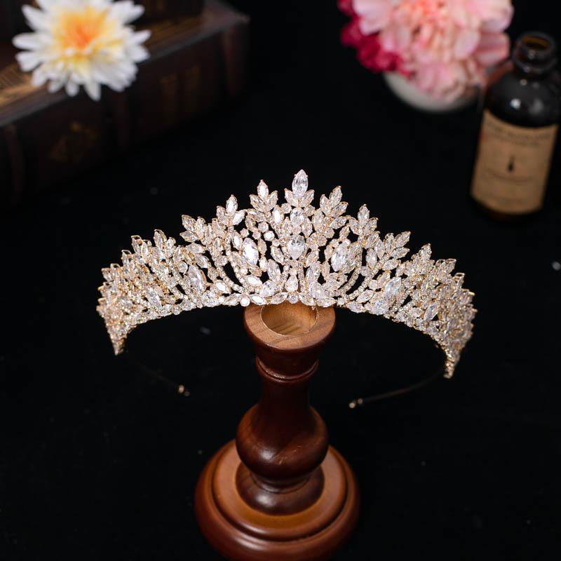 Новая европейская и американская циркониевая свадебная корона-украшение для головы, металлическое гальваническое покрытие, корейский стиль, бриллиантовая корона, свадебные аксессуары для волос