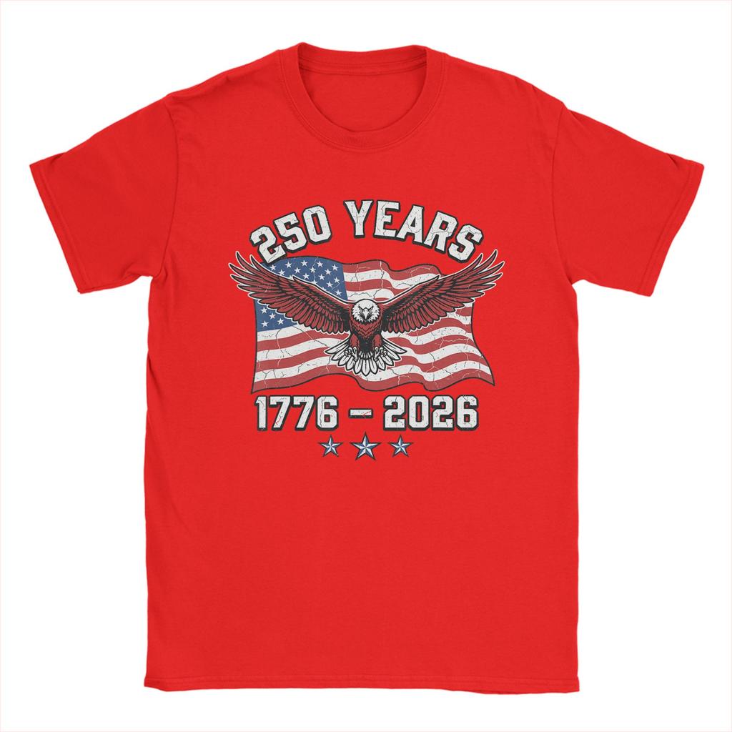 Eagle and American Flag  Years    Anniversary TShirt Summer  Cotton TShirts For Unisex Hippie Casual Tee Shirt