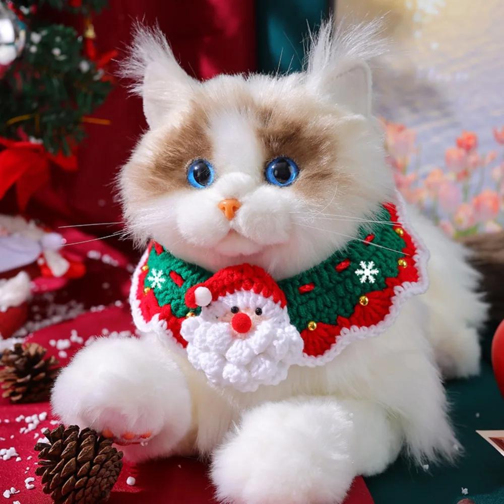 Weihnachts-Haustierhalsband Weich Handgestrickt Weihnachtsmann Haustierhalsbänder Mehrere Größen Weihnachts-Feiertagsdekoration Requisiten Haustierbedarf