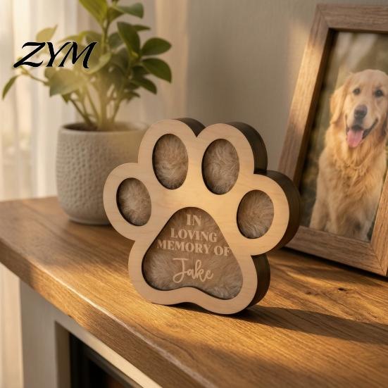 Kleine Andenkenbox für Tierhaare, Niedliche Pfotenform, Gedenk-Holz-Erinnerungsstück, Hundehaare Hunde und Katzen, Verlust-Beileidsgeschenk für Besitzer