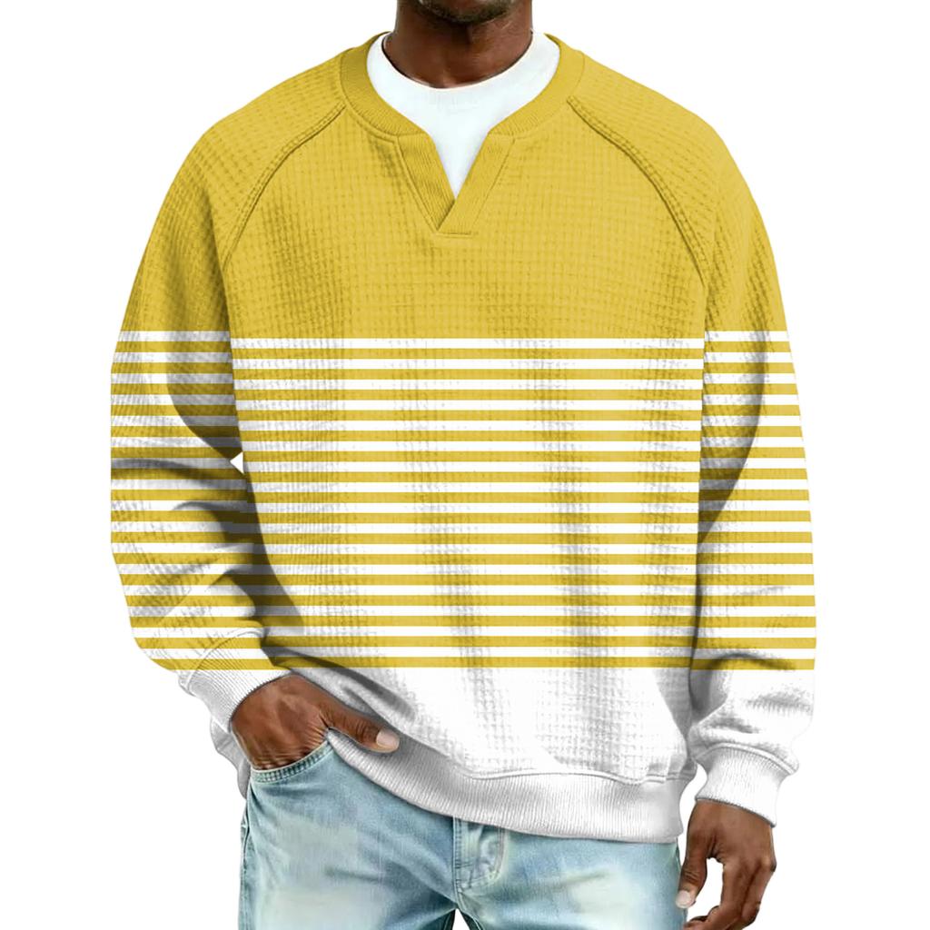 Herrfritidshuva Utomhus V-hals Vågmönster Långärmad