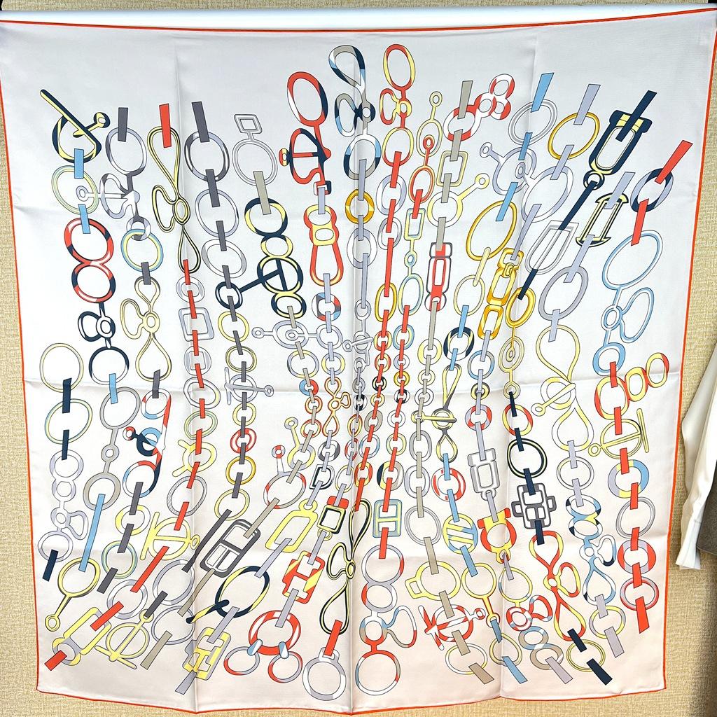 

Цепь 14 Мми Твиловый шелковый платок Женский 90 квадратный платок Тутовый шелк Принт Кондиционер Весенне-осенний шаль-платок 88x88CM