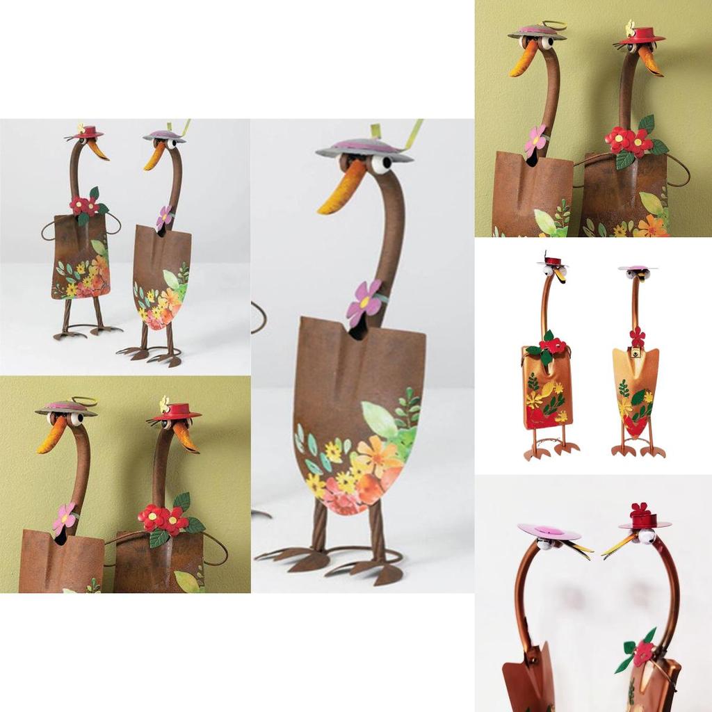 Iron Plant Holder With Adorable Duck For Garden And Lawn Decor