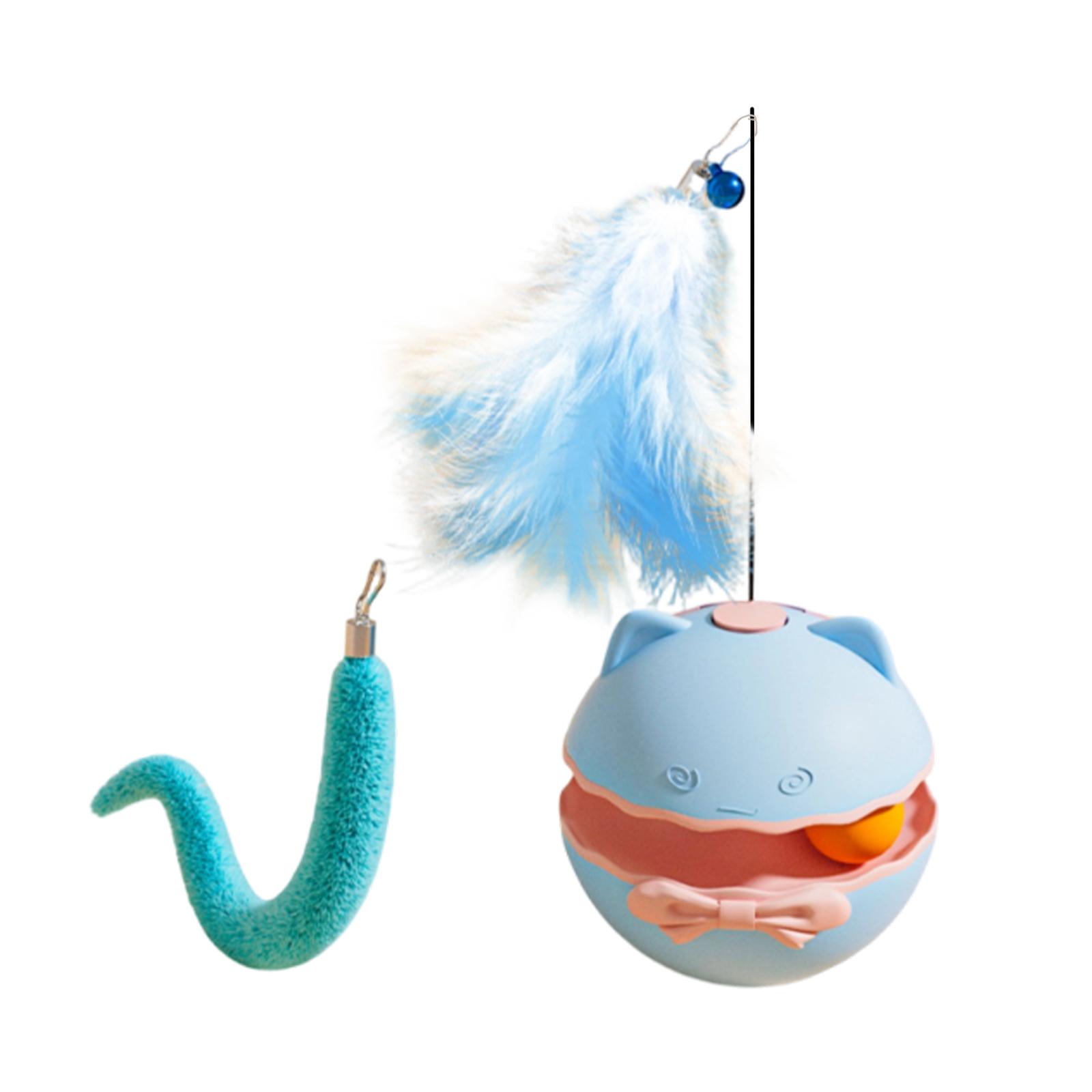 

Interactive Cat Toy Ball with Feather Wand and Replaceable Tail Attachment for Indoor Pet Entertainment and Exercise One Size синий
