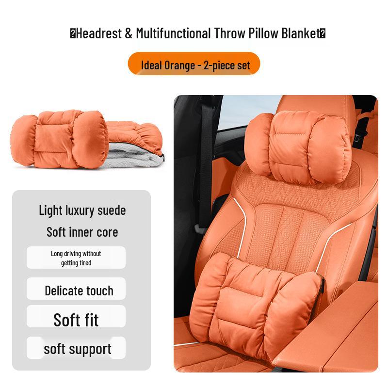 Winter Headrest & Lumbar Support Pillow for AITO M7/M9/M5 - Plush Lambswool Two-in-One Blanket