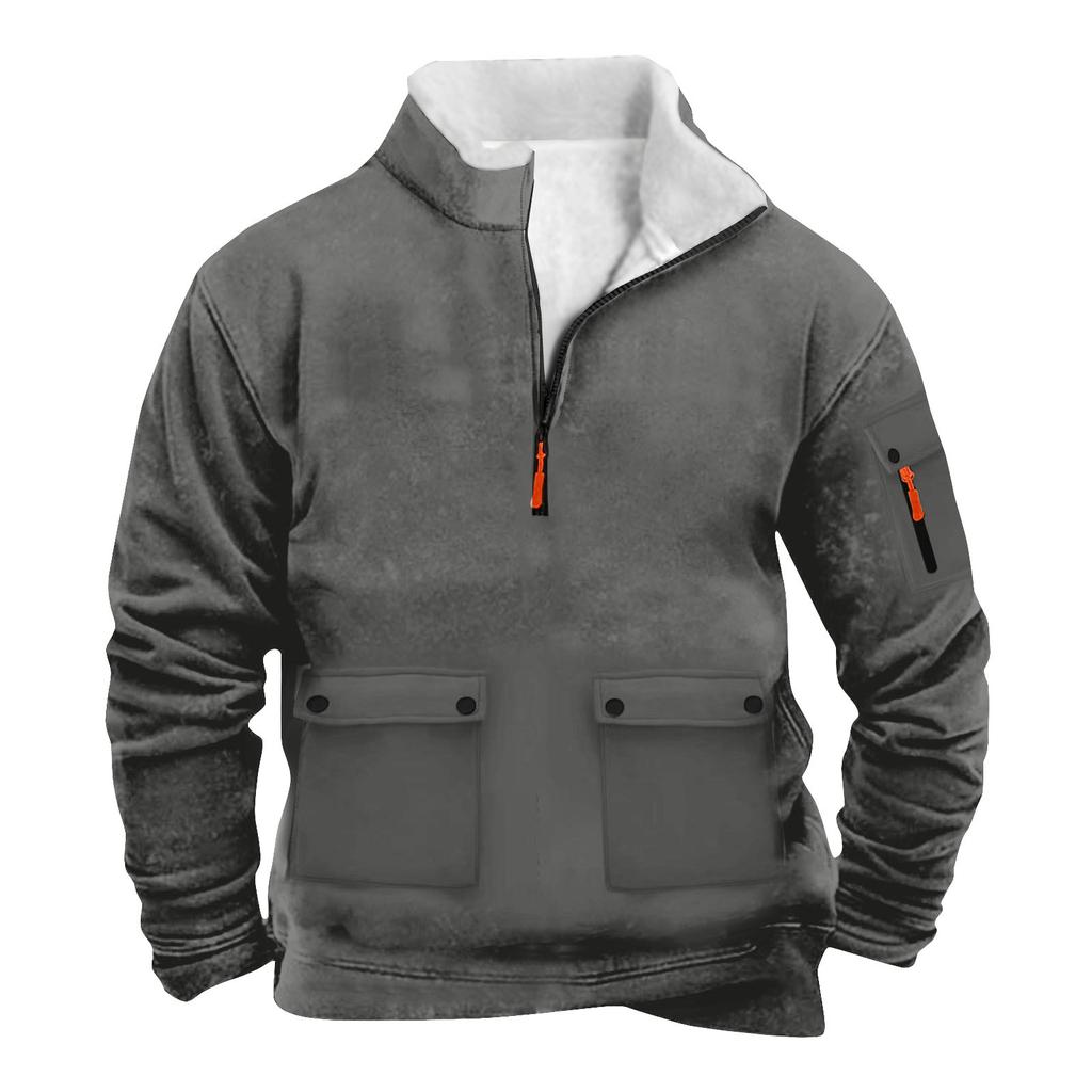 Sudadera de Media Cremallera con Bolsillo con Cremallera para Hombre Sudadera Casual Deportiva de Talla Grande para Hombre
