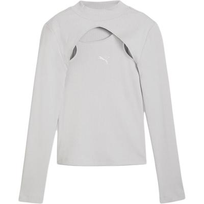 Dare Tomotion Midnight Solid Hollow Slim Long Sleeve T-Shirt Women Tops Gray 630921-09