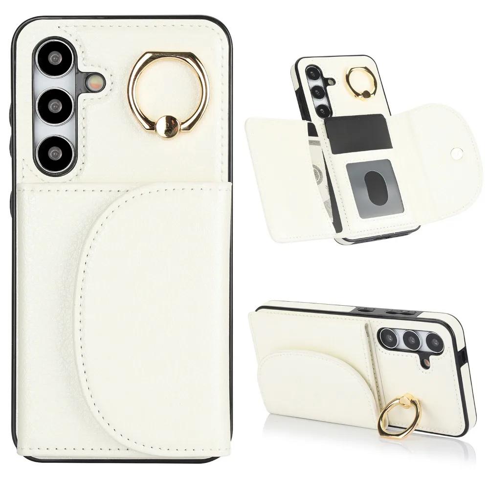 Ring Stand Card Wallet Case for Samsung Galaxy S21 S23 FE S22 S24 Ultra Plus A54 A53 A52S A52 A73 A72 A15 A14 A13 5G A71 A51 4G
