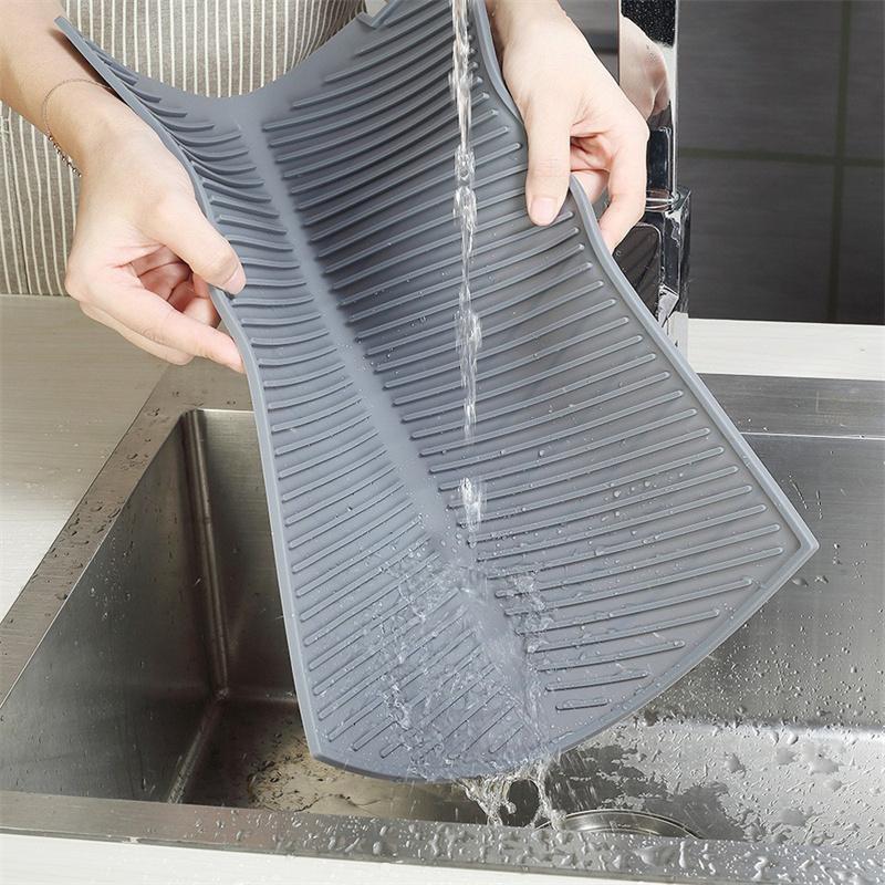 Silicone Draining Board Mat Drying Pad Non-Slip Mats With Raised Edges Countertop Mats For Pot Cup Dish Kitchen Utensils
