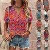 Spring/Summer Women's Printed Button-Down Short Sleeve Top - European & American Fashion