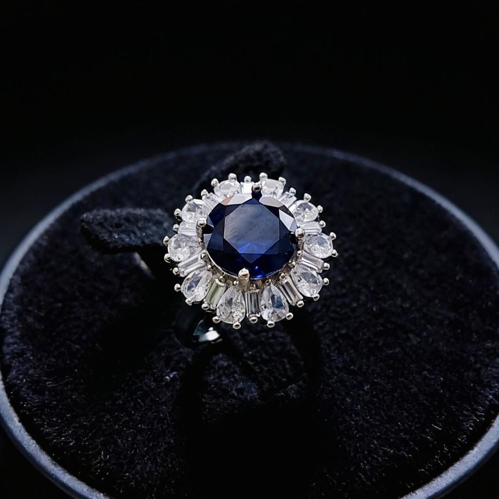 Imitation 5 Carat Emerald Ruby Sunflower Ring Big Diamond Snowflake Treasure Ring Female